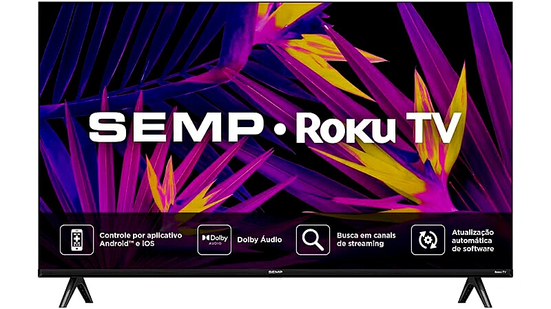 imagem de uma televisão Semp de 43 polegadas com bordas finas