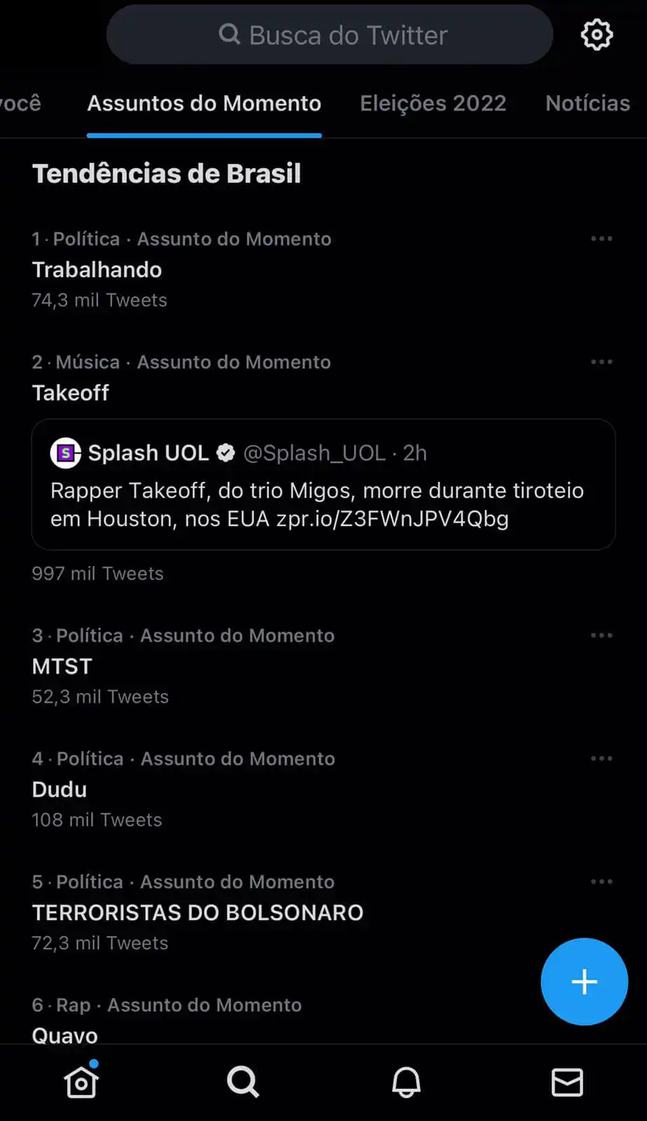 Captura de tela do Twitter