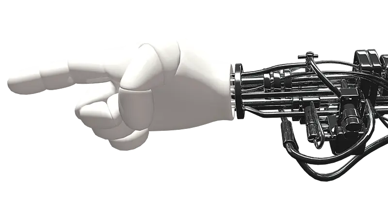 The image shows a robotic hand