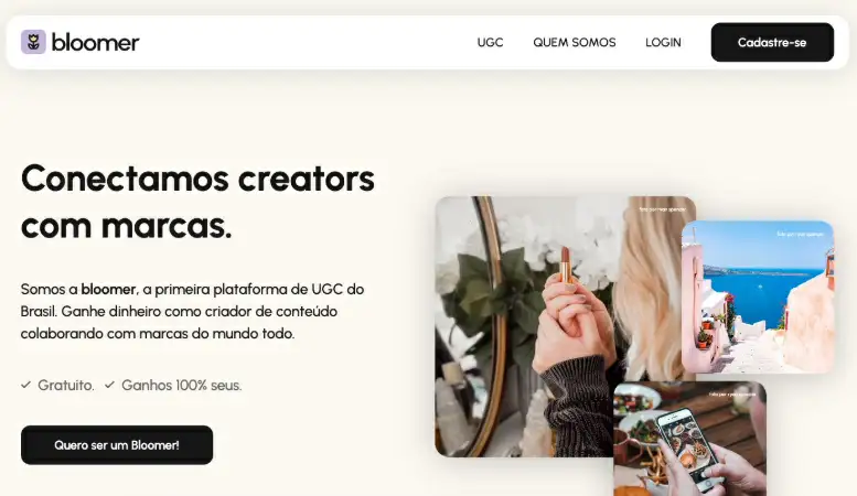 UGC (User Generated Content) Captura de tela do Bloomer