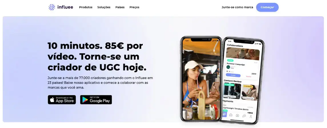 UGC (User Generated Content) Captura de tela do Influee