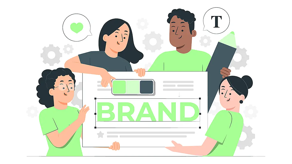 Ilustración concepto de construcción de marca