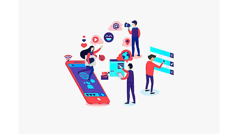 Ilustração com a diferença de multicanal e omnichannel