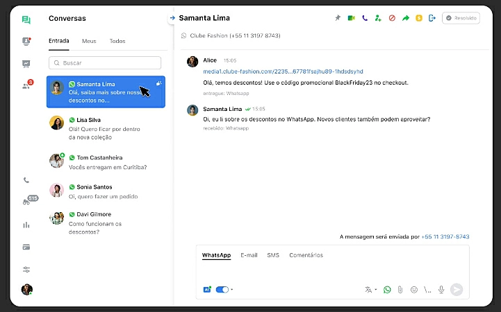 Captura de tela do JivoChat