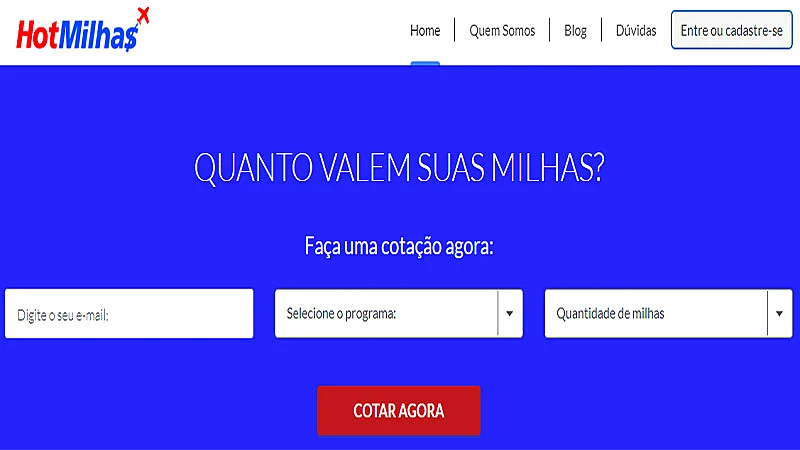 captura de tela do HotMilhas