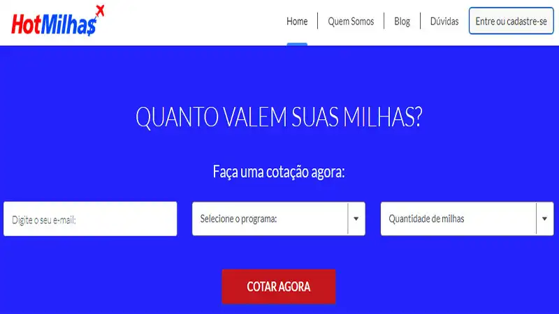 captura de tela do HotMilhas