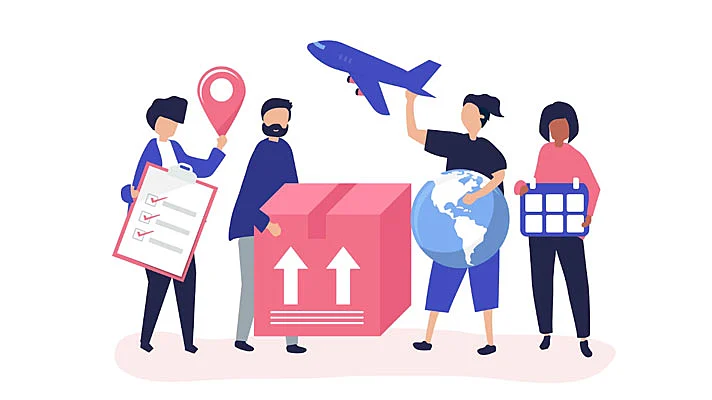 Ilustración concepto de ventas de productos al extranjero