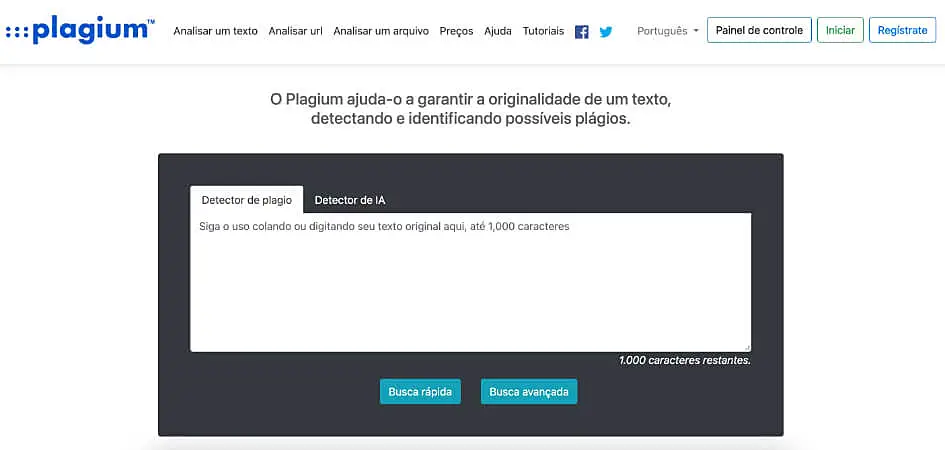 captura de tela do Plagium