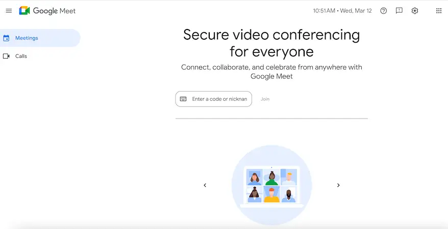 Google Meet page