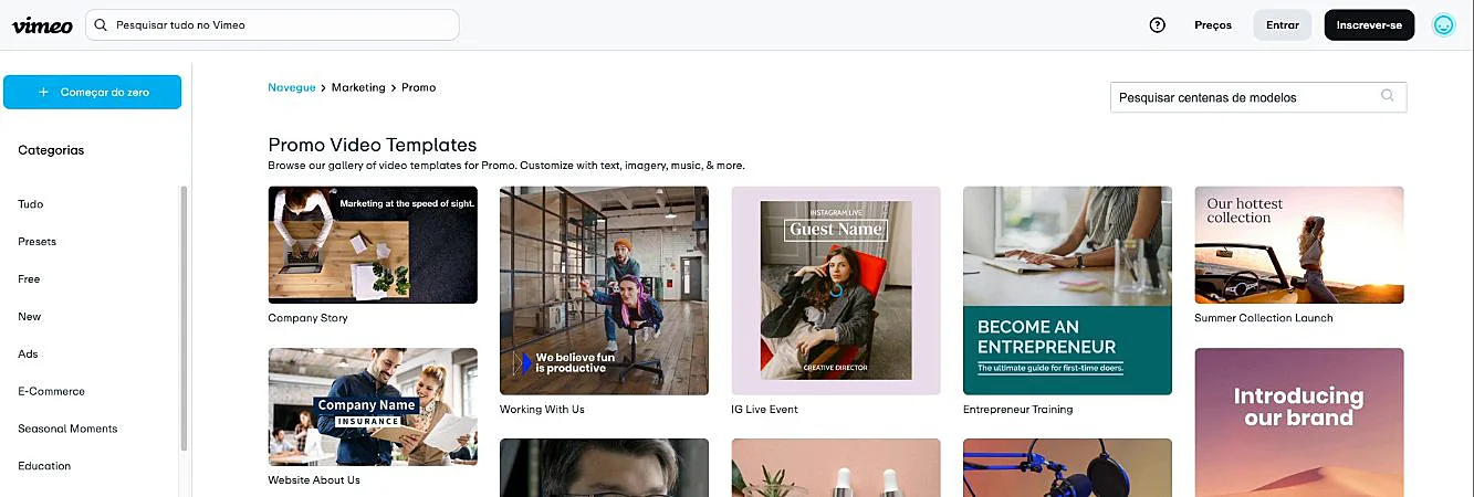 captura de tela do Vimeo