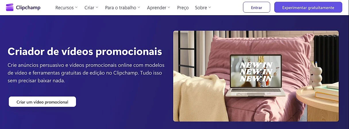 captura de tela do Clipchamp