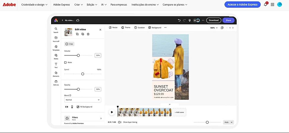 captura de tela do Adobe Express