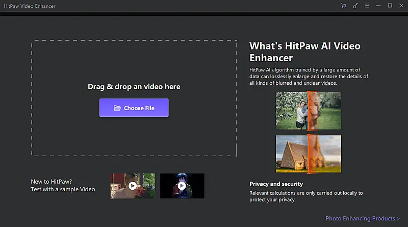 HitPaw video quality enhancer page