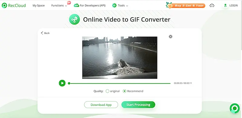 RecCloud video to GIF converter