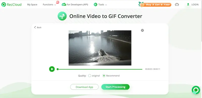 RecCloud video to GIF converter