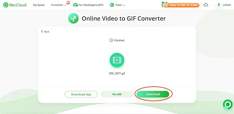 Online video to GIF converter RecCloud