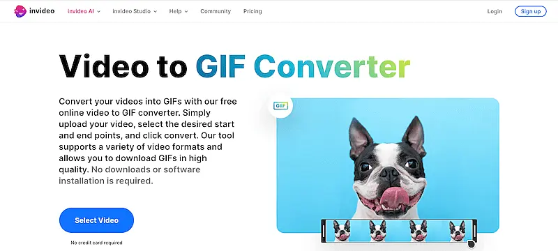 InVideo Video to Gif converter page