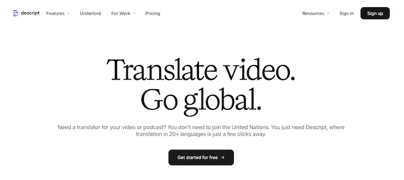 Descript website