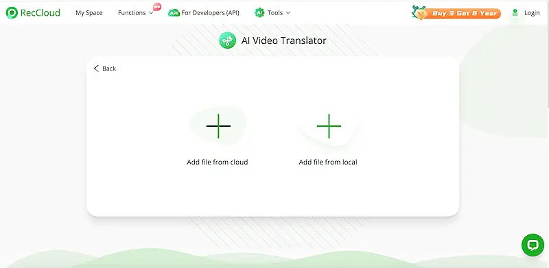 RecCloud video translator page