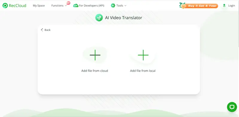 RecCloud video translator page