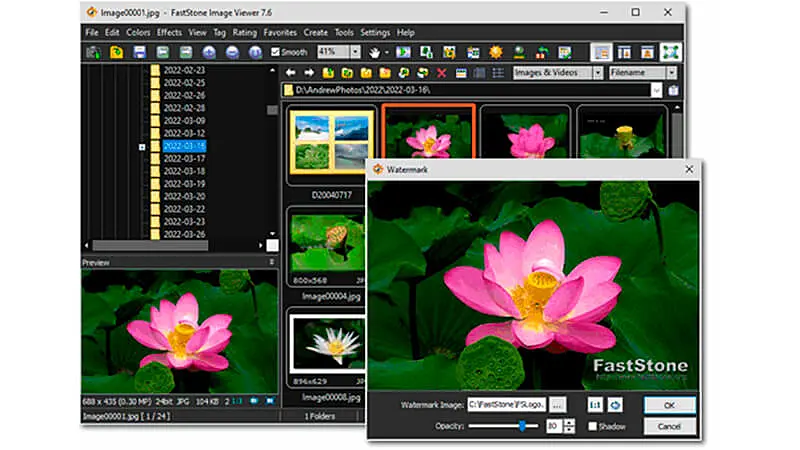 imagem que mostra a interface do visualizador de fotos FastStone
