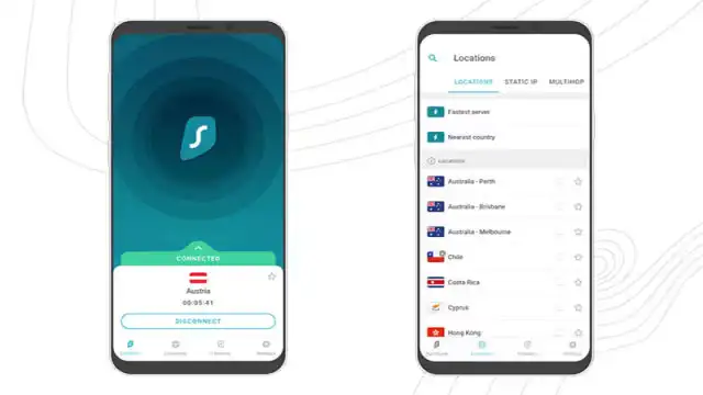 Captura de tela do Surfshark Ilustração de um celular com VPN e uma pessoa usando