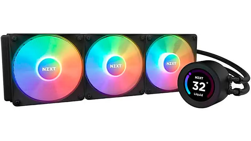 imagem de um water cooler NZXT Kraken Elite com três ventoinhas