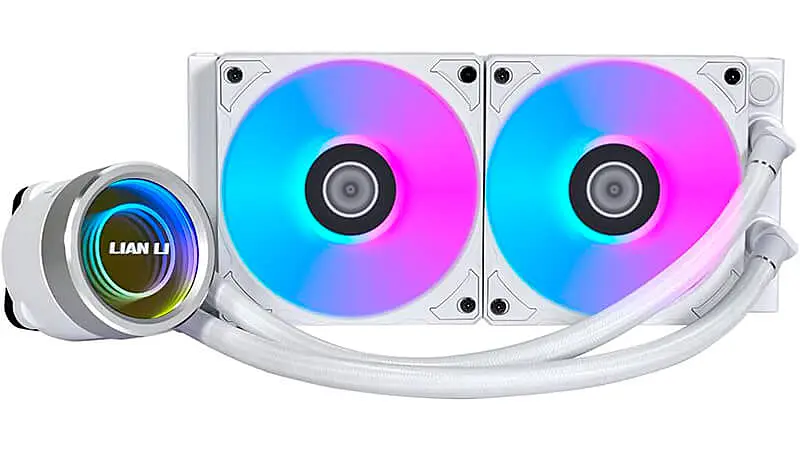 imagem de um water cooler Lian Li Galahad II Trinity com duas ventoinhas
