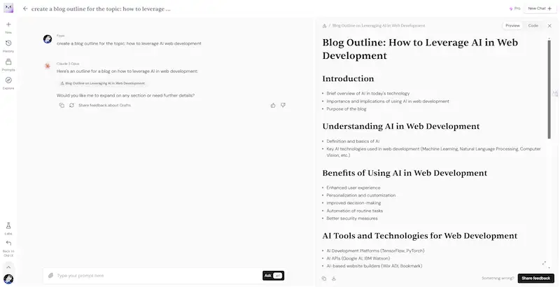 AI chat interface