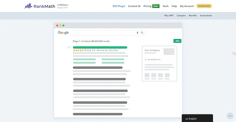 Rank math Google page analysis