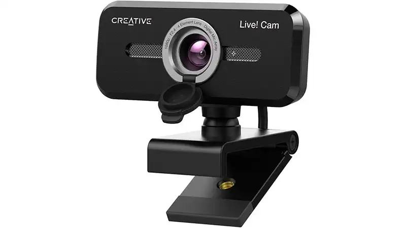 foto de uma webcam Creative Labs V2 na cor preta