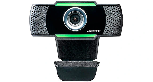 foto de uma webcam Warrior Maeve na cor preta com detalhes em verde