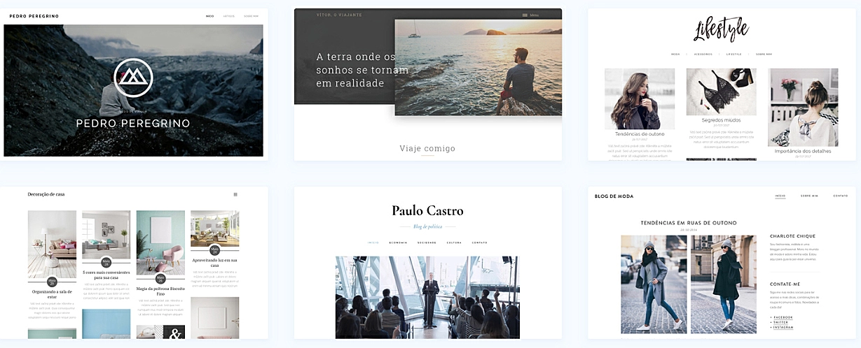 Templates de blogs disponíveis no Webnode