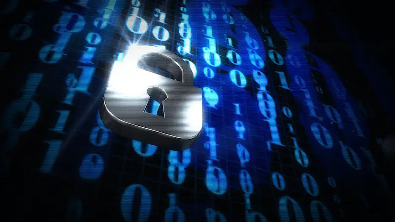 What is a VPN and how does it work - data and privacy The images shows a locker and in the background there is a sequence of numbers.