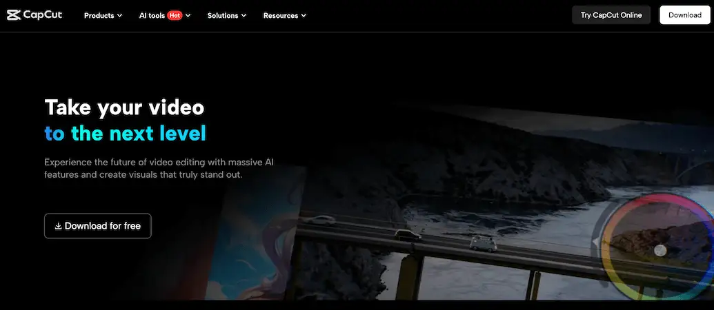 CapCut's home page