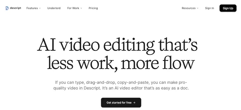 Descript website