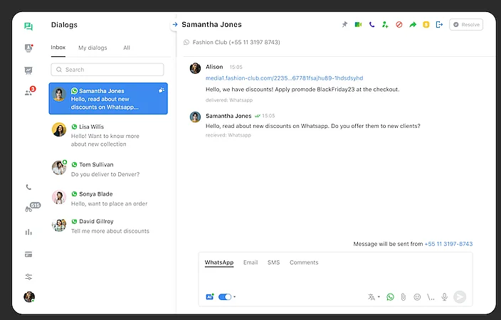 JivoChat interface