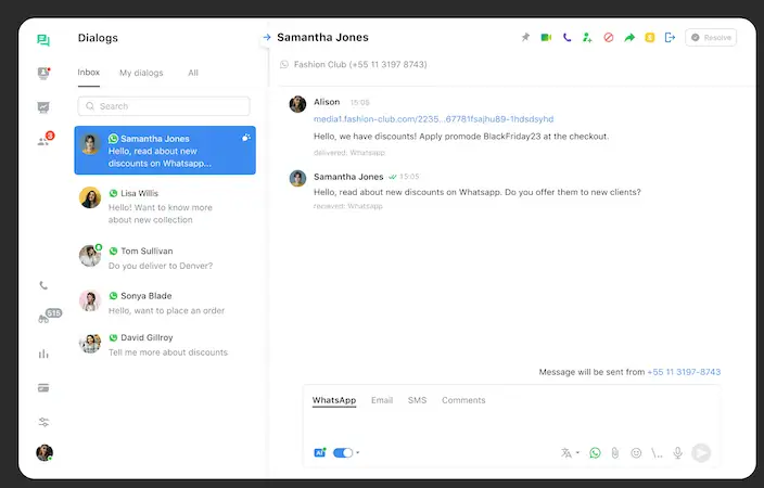 JivoChat interface