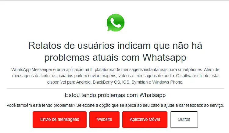 Captura de tela do DownDetector