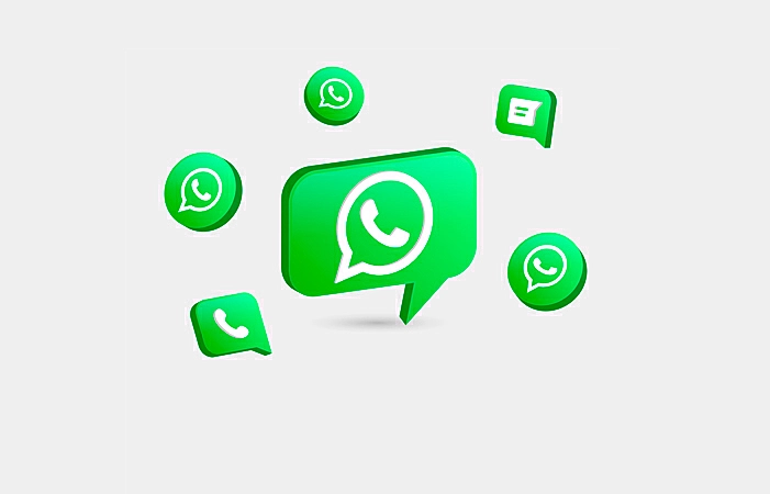 Ilustração da logo do WhatsApp e diversas ferramentas ao fundo