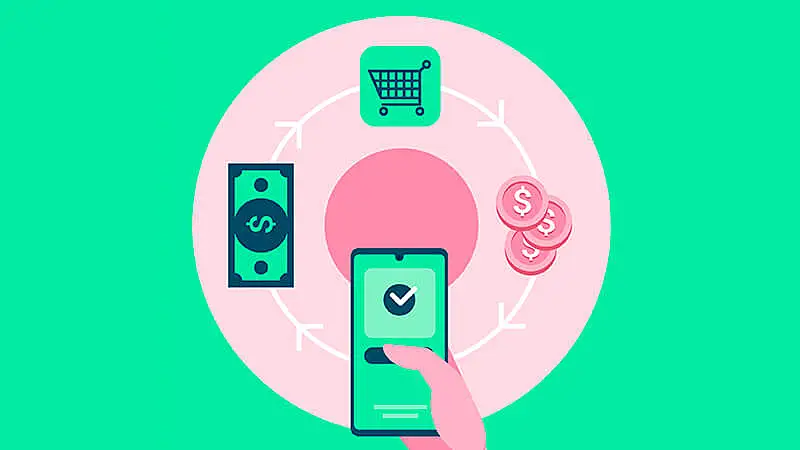 Imagens de divulgação do Facebook Pay exibindo três frentes de smartphone lado a lado