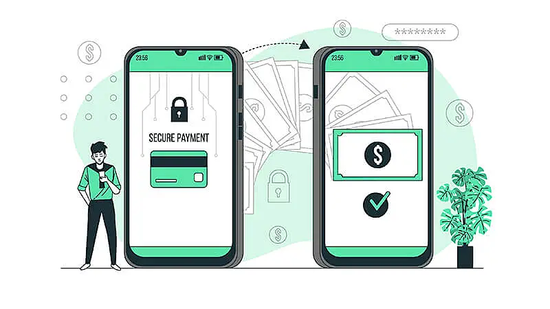 Ilustração de segurança para WhatsApp em um fundo verde