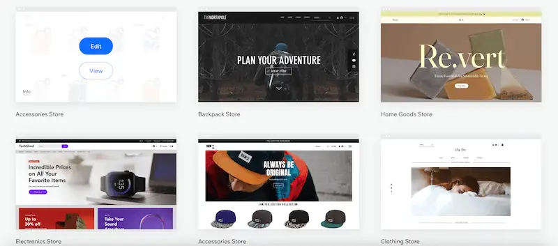 Wix ecommerce templates Wix ecommerce templates page