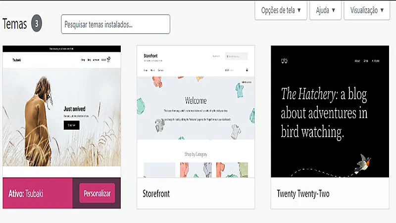 Captura de tela do WooCommerce