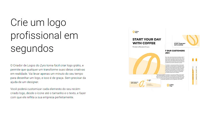 Imagem com um texto descritivo do criador de logos do Zyro