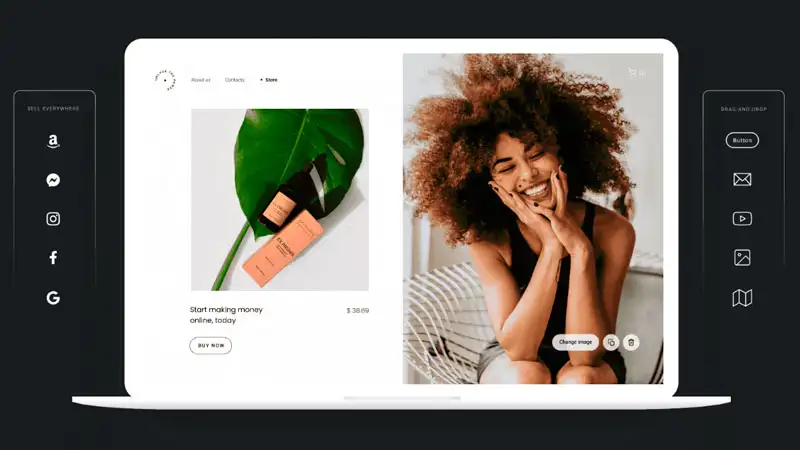 Layout de una tienda virtual en Zyro