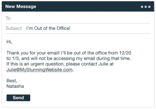 Automated reply messages - out of office Out-of-office email reply