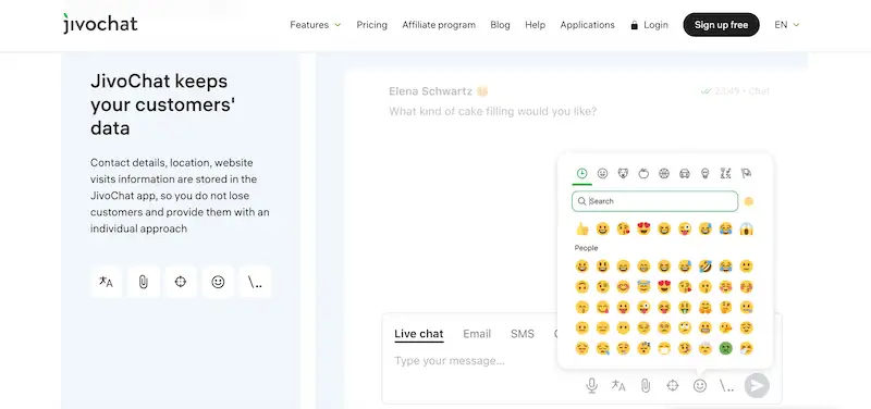 JivoChat live chat example