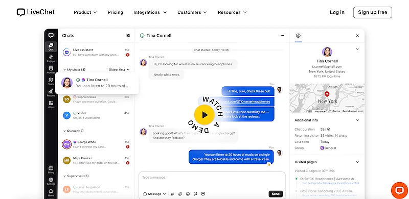 LiveChat home page