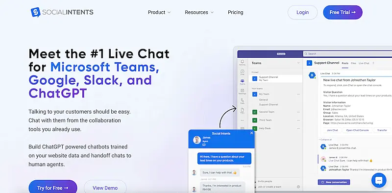 Social Intents website